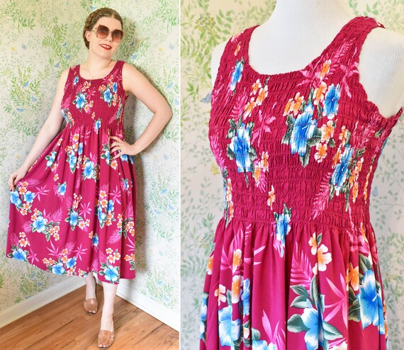 HAWAIIAN Vacation 1980's Vintage Deep Fuchsia FUN