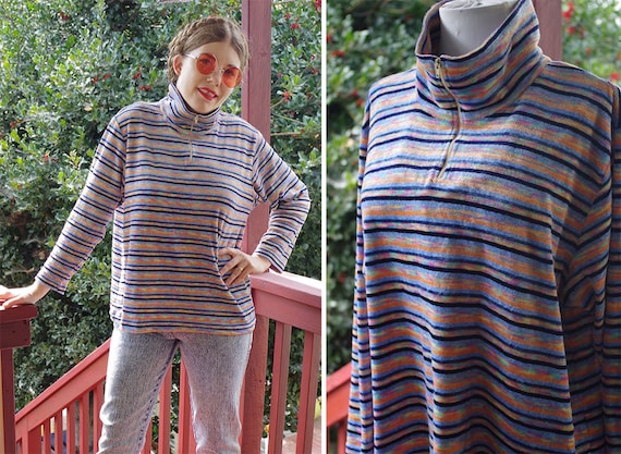SPACE Dyed 1970's 80's Vintage Striped Blue + Oran