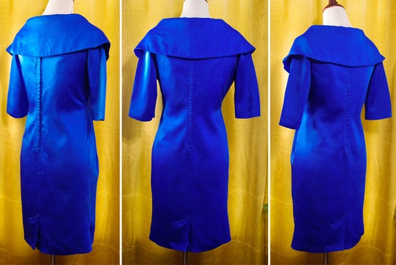 SAPPHIRE Blue 1950's 60's Vintage Deep Blue Satin… - image 5