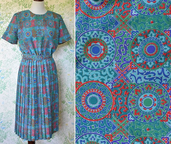 MANDALA 1970's 80's Vintage Bright Teal Blue + Re… - image 1