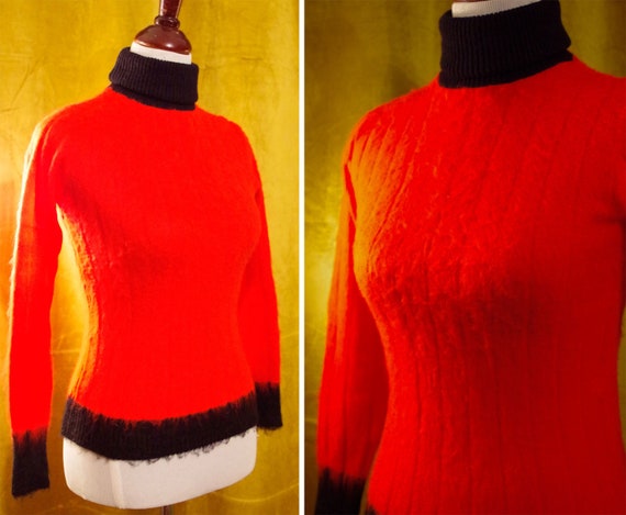 FUZZY Wuzzy 1960's 70's Vintage Bright HOT Red + … - image 1