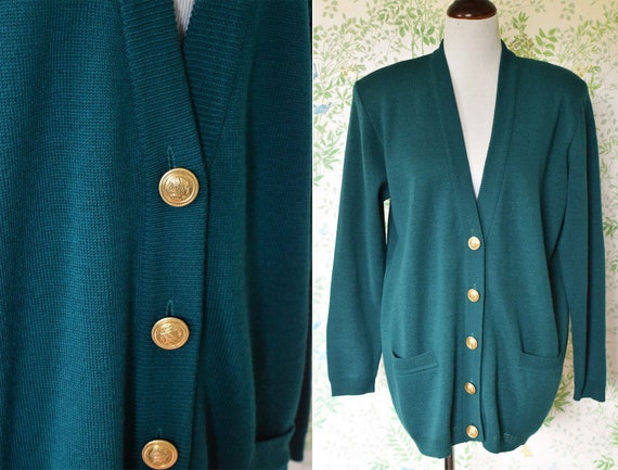 Dark TEAL 1980's 90's Vintage Teal Green Thick Me… - image 1