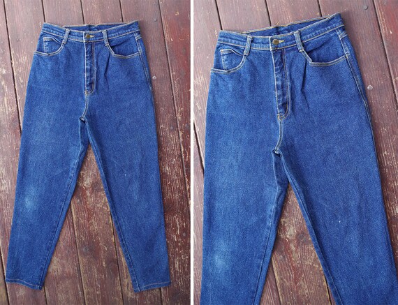 Deep BLUE 1980's 90's Vintage High Waist Skinny J… - image 3