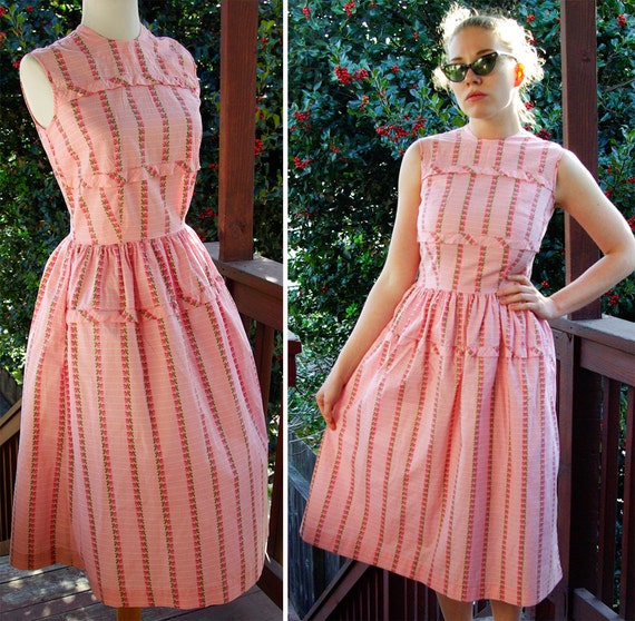 Brentwood 1950's 60's Vintage Sleeveless Pink Cott