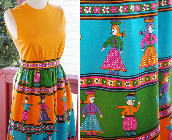 GUATEMALAN 1960's 70's Vintage Bright Orange Slee… - image 1