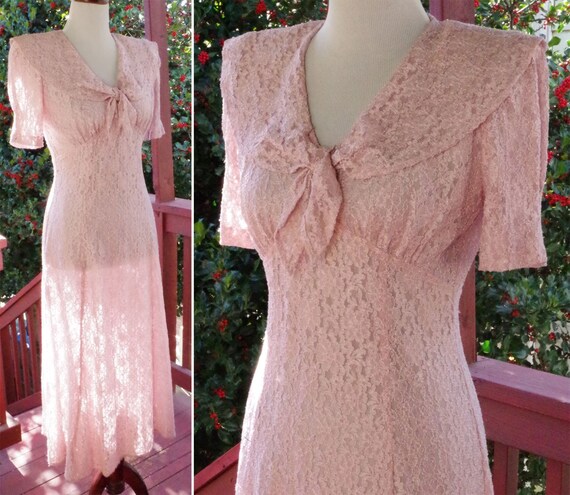 PETAL Pink 1990's does 30's Vintage Long Sheer Flo