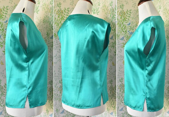 EMERALD 1980's Vintage Solid Bright Teal Green PU… - image 3