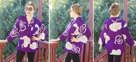 FIJI 1960's 70's Vintage Deep Purple Cotton SILK … - image 2