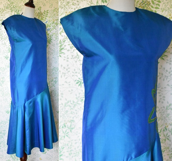 Deep AZURE 1970's 80's Vintage Blue + Teal Two To… - image 4