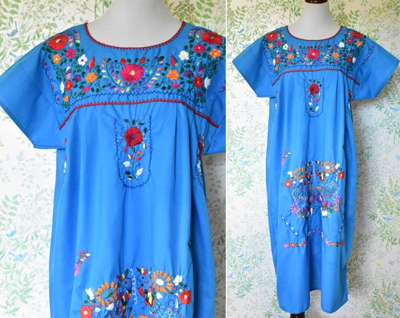 GUADALAJARA Vintage Blue Ethnic Embroidered Dress… - image 5