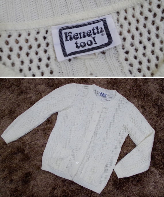VANILLA 1960's 70's Vintage Soft White Acrylic Eyelet Cable VANILLA 1960's 70's Vintage Soft White Acrylic Eyelet Cable