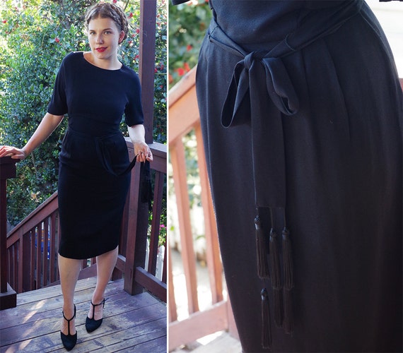 Little Black Dress 1950's 60's Vintage Black Dress
