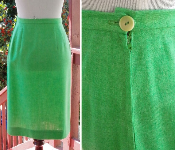 SPRING Green 1960's Vintage Bright Green + White … - image 6