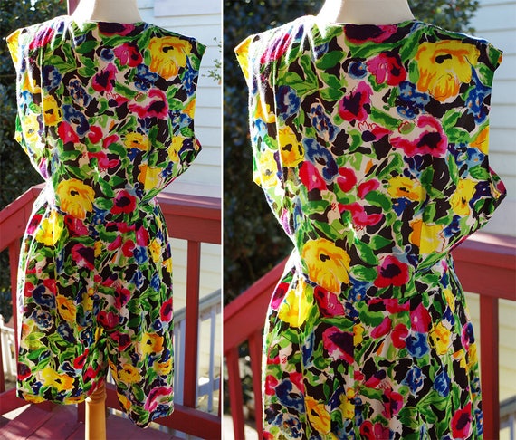 SUMMER Flowers 1990's Vintage Flirty Colorful Gre… - image 6