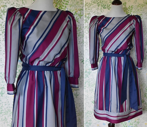 CANDY Stripes 1970's 80's Vintage Deep Navy Blue … - image 1