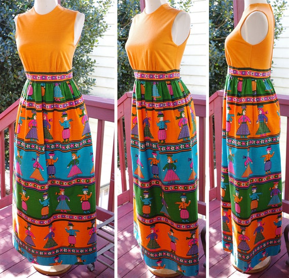 GUATEMALAN 1960's 70's Vintage Bright Orange Slee… - image 3