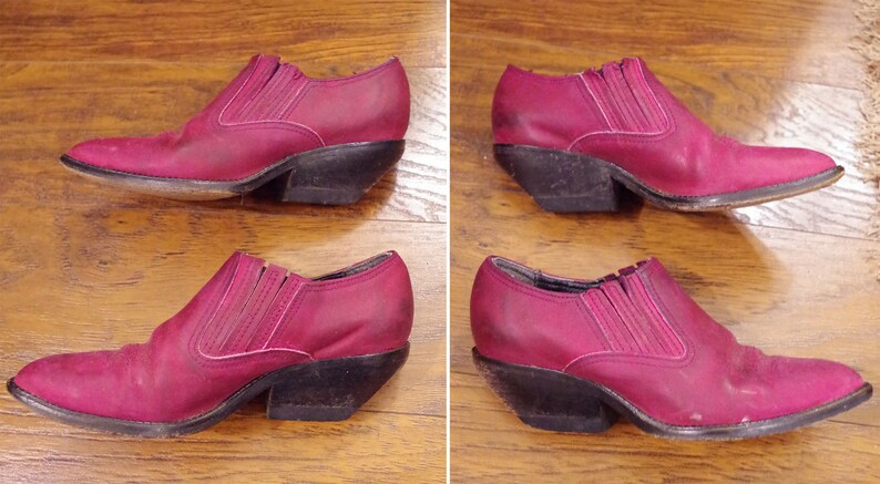 EGGPLANT 1980/'s 90/'s Vintage Deep Purple Dyed Leather Western Ankle Boots Booties by ZODIAC size 4 12 4.5 M