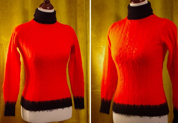FUZZY Wuzzy 1960's 70's Vintage Bright HOT Red + … - image 3