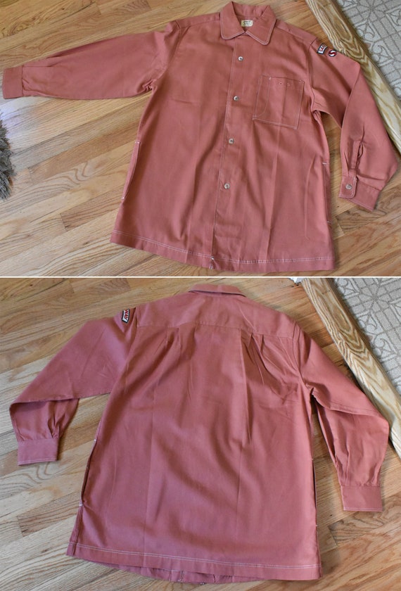 WORK Shirt 1940's 50's Vintage Men's Solid Rose B… - image 7