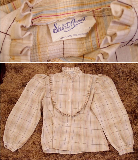 OKLAHOMA 1970's Vintage Beige Plaid Country Weste… - image 7