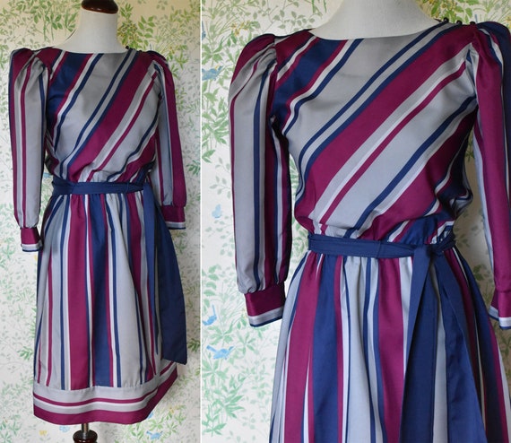 CANDY Stripes 1970's 80's Vintage Deep Navy Blue … - image 2