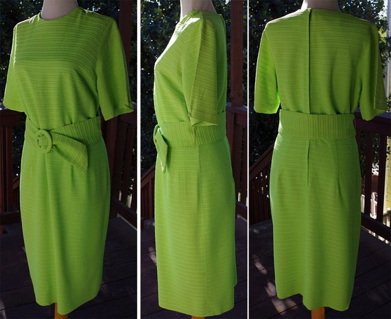 ATOMIC Green 1960's Vintage Bright Neon Green Dre… - image 4