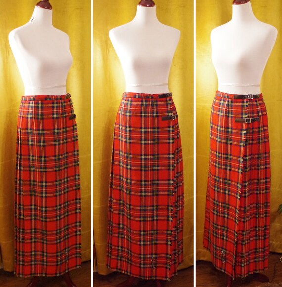 TARTAN 1940's Vintage Classic Red + Black Pleated… - image 2