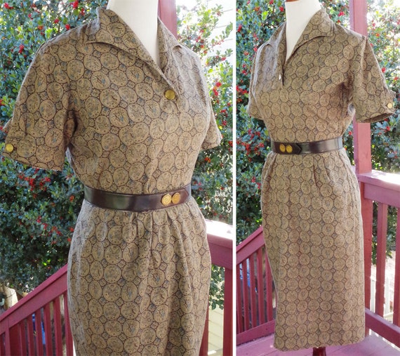 INDEPENDENCE Day 1950's Vintage Olive Green Cotto… - image 3