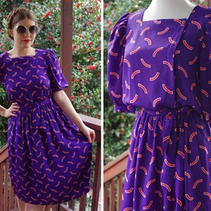 New WAVE // 1970's 80's Vintage Wacky Purple + Orange Dress