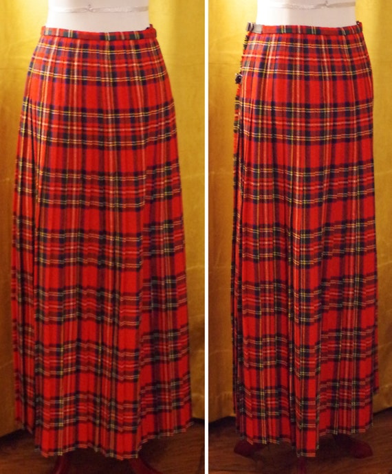 TARTAN 1940's Vintage Classic Red + Black Pleated… - image 5