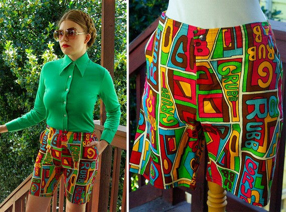 The GRUBB 1960's 70's Vintage Abstract Bright Colo