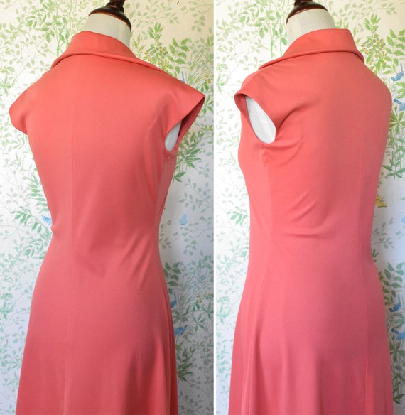 CORAL Pink 1970's Vintage Solid Deep Coral Pink L… - image 6