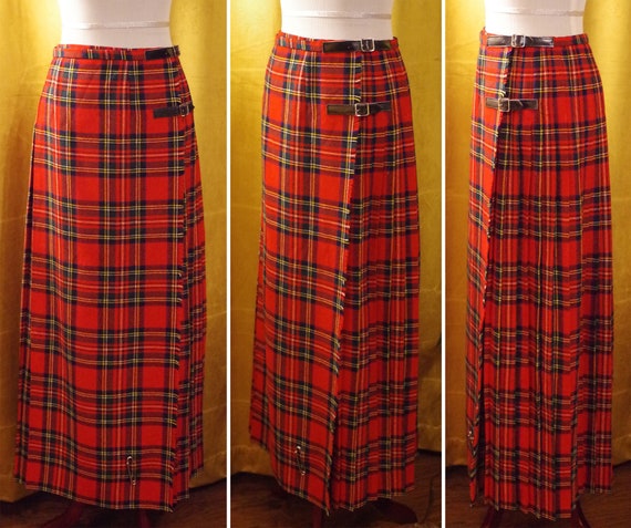 TARTAN 1940's Vintage Classic Red + Black Pleated… - image 3