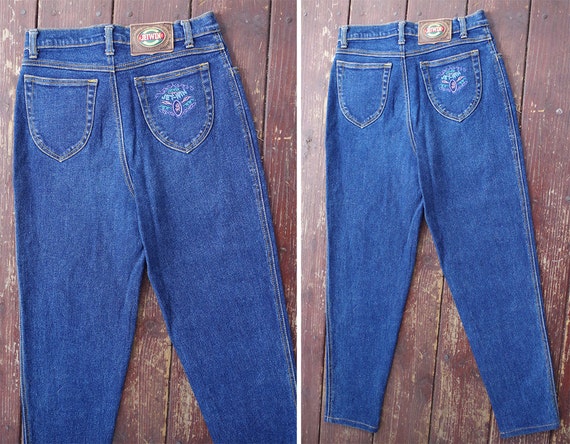 Deep BLUE 1980's 90's Vintage High Waist Skinny J… - image 4