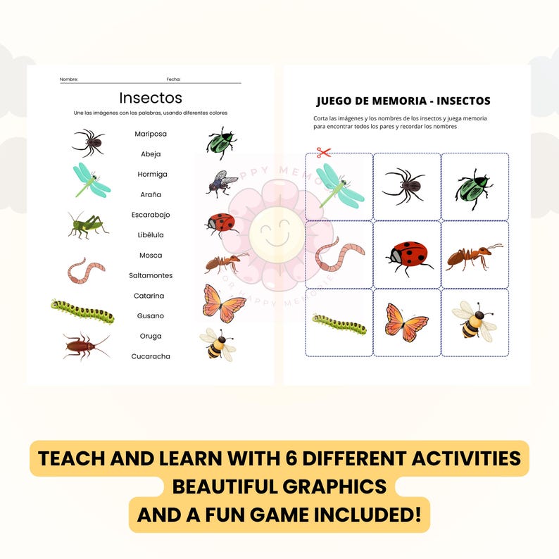 Learn Insects in Spanish Worksheets, Bugs Coloring Book, Homeschooling ...