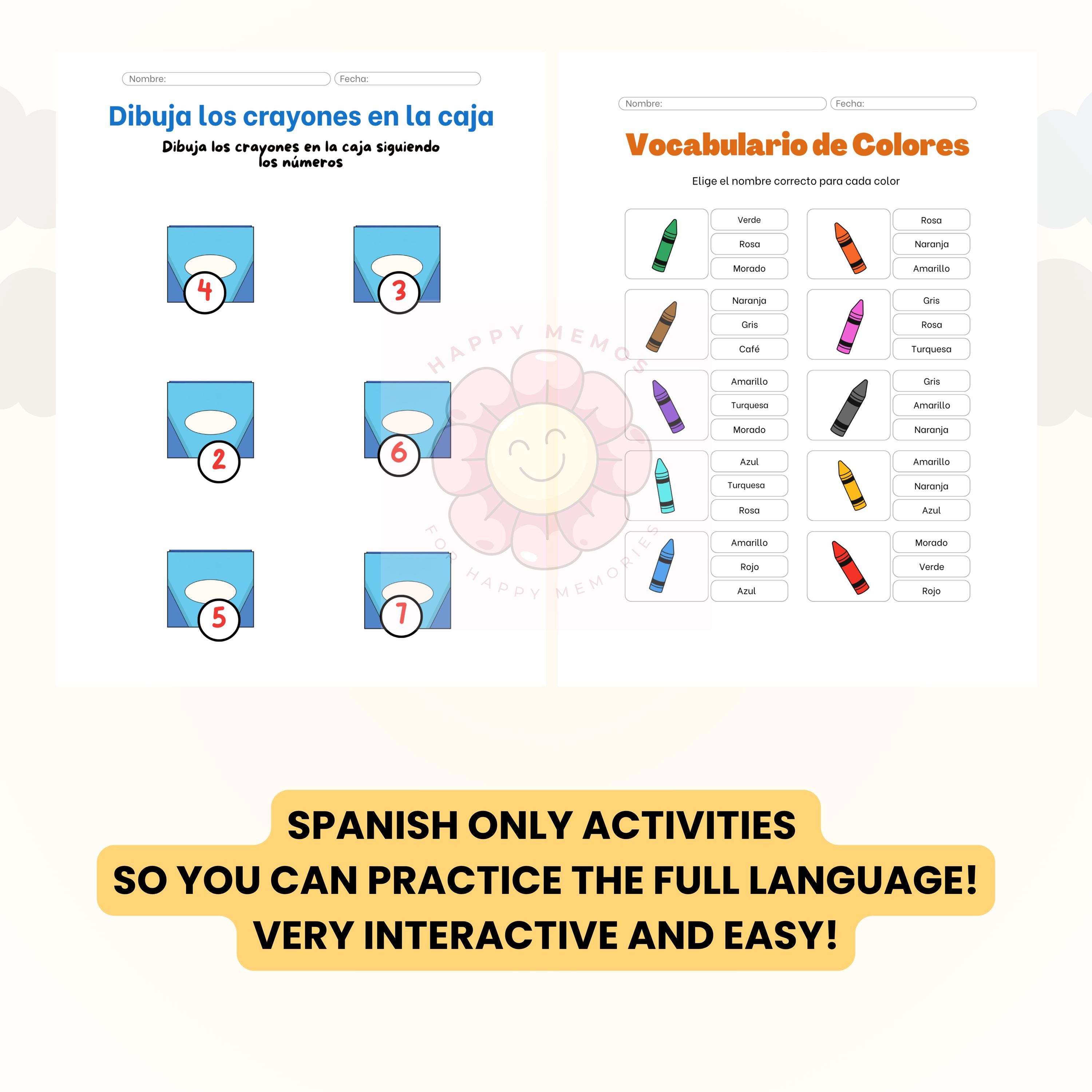 Learn Colors in Spanish Worksheets, Vocabulary Learning, Home Schooling ...