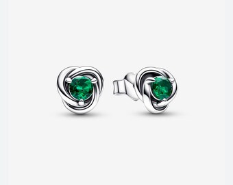 May Birthstone Eternity Circle Stud Earrings ALE S925