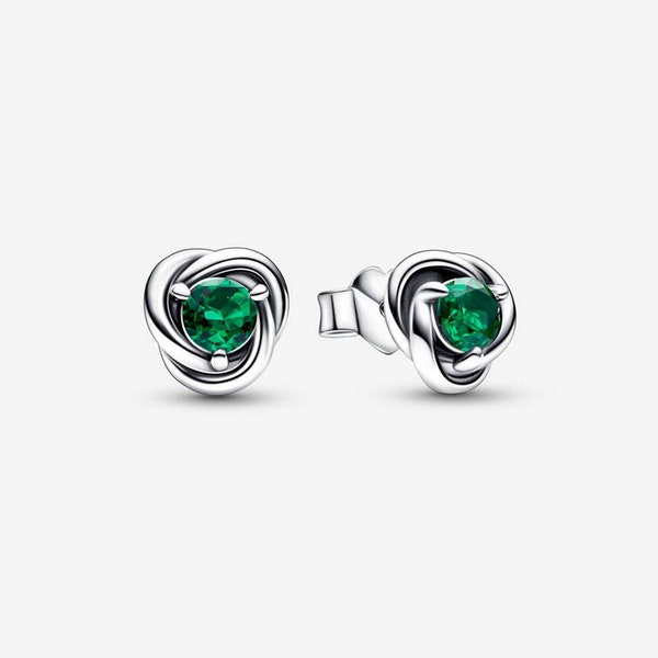 May Birthstone Eternity Circle Stud Earrings ALE S925