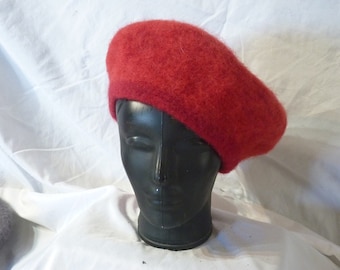 Myrrhwood Farm Crocheted Felted Wool Beret in Red