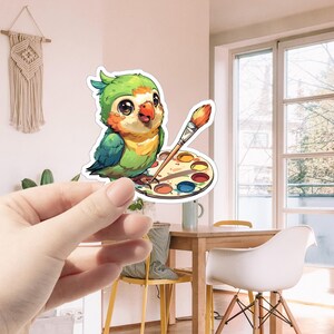 Painting Parrot Sticker A | Parrot Sticker | Animal Sticker | Waterproof Sticker | Scratch Resistant | Laptop Sticker | Phone Case Sticker