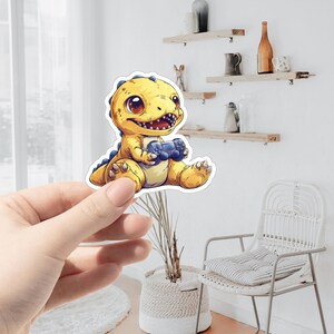 Gamer Dinosaur Sticker A | Dinosaur Sticker | Dinosaur | Waterproof Sticker | Scratch Resistant | Laptop Sticker | Phone Case Sticker