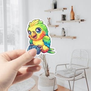 Gamer Parrot Sticker A | Parrot Sticker | Animal Sticker | Waterproof Sticker | Scratch Resistant | Laptop Sticker | Phone Case Sticker