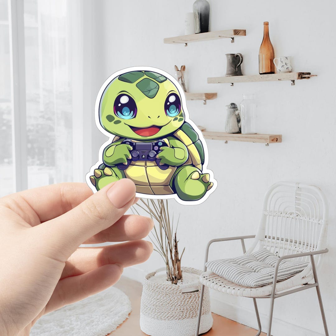 Gamer Turtle Sticker B | Turtle Sticker | Animal Sticker | Waterproof ...