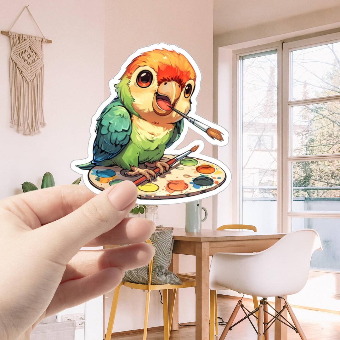 Painting Parrot Sticker B | Parrot Sticker | Animal Sticker ...