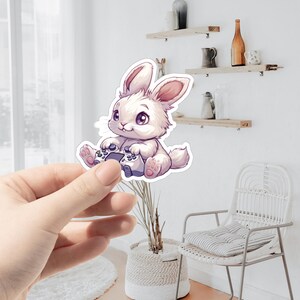 Rabbit Gamer Sticker B | Rabbit Stickers Animal Stickers Pet Stickers Waterproof Scratch Resistant Stickers Gifts For Friends Party Gifts