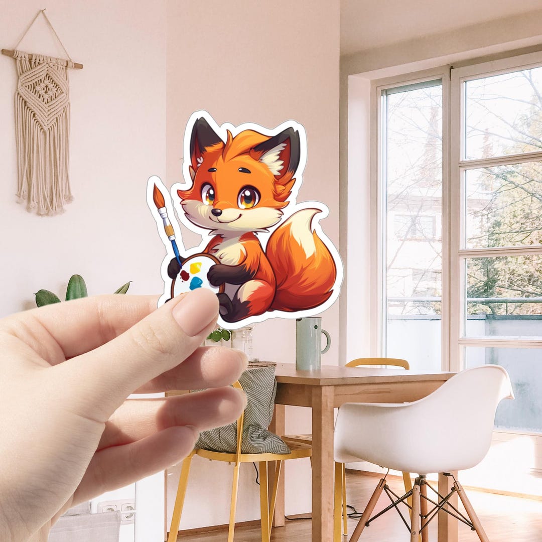 Foxing Sticker Painting Fox Sticker B | Fox Sticker | Animal Sticker | Waterproof ...