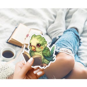 Reading Parrot Sticker B | Parrot Sticker | Animal Sticker | Waterproof Sticker | Scratch Resistant | Laptop Sticker | Phone Case Sticker