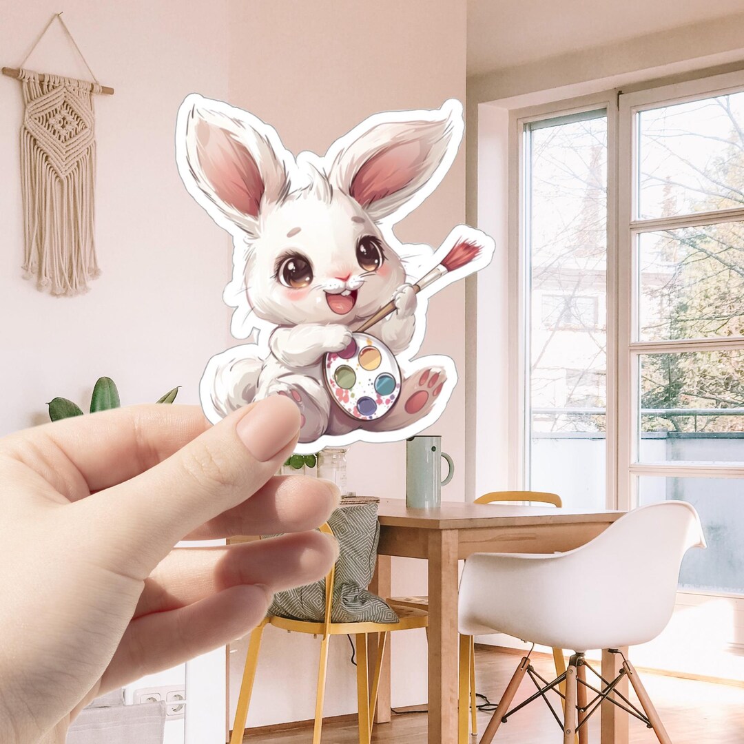 Rabbit Painting Sticker C | Rabbit Stickers Animal Stickers Pet ...