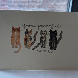 Cartão pintado à mão "Purrrfect to Me"