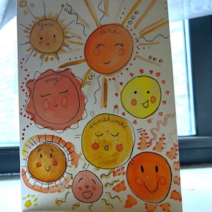 Cartão pintado à mão "Você é meu raio de sol"